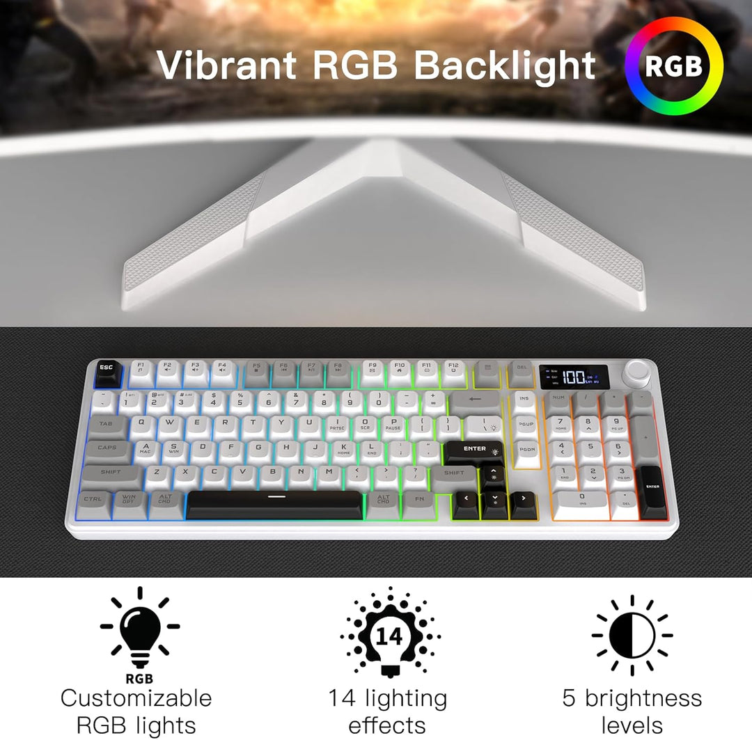 Teclado inalámbrico para juegos con pantalla inteligente y control...