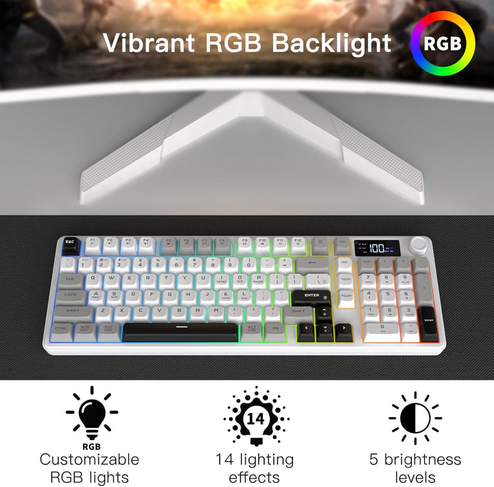 Teclado inalámbrico para juegos con pantalla inteligente y control...