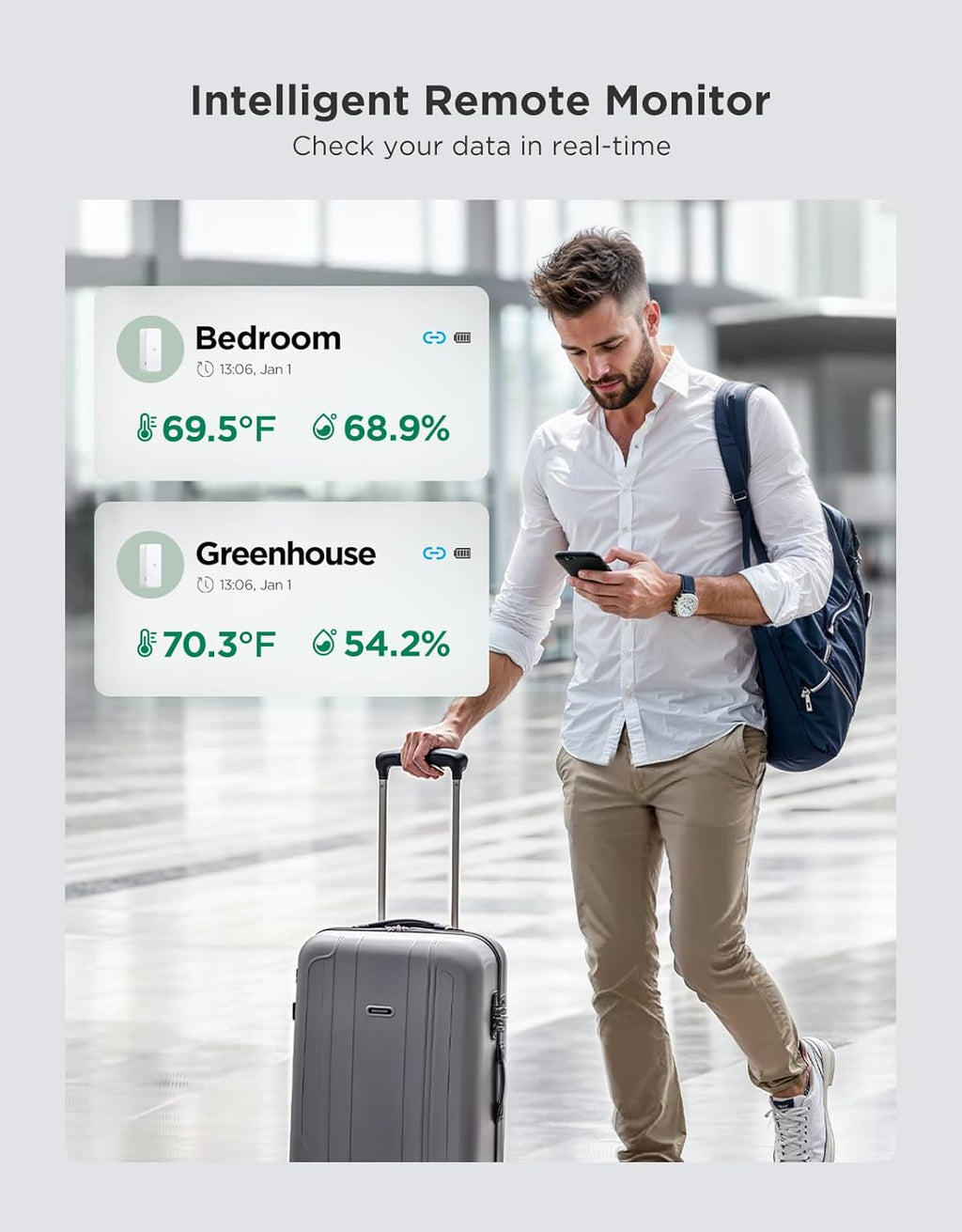GoveeLife Termómetro higrómetro WiFi, paquete de 4, sensor inteligente de temperatura de humedad con notificaciones de aplicación, 2 años de almacenamiento de datos gratuito, temperatura de humedad