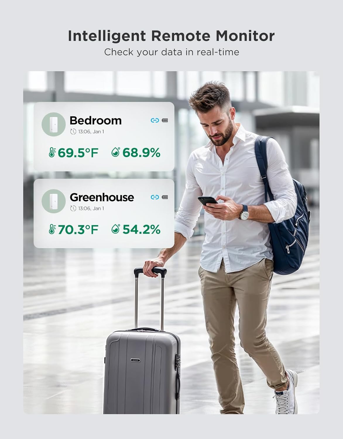 GoveeLife Termómetro higrómetro WiFi, paquete de 4, sensor inteligente de temperatura de humedad con notificaciones de aplicación, 2 años de almacenamiento de datos gratuito, temperatura de humedad