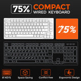 DAREU EK75 Teclado mecánico con cable, teclado 75% con perilla de v...