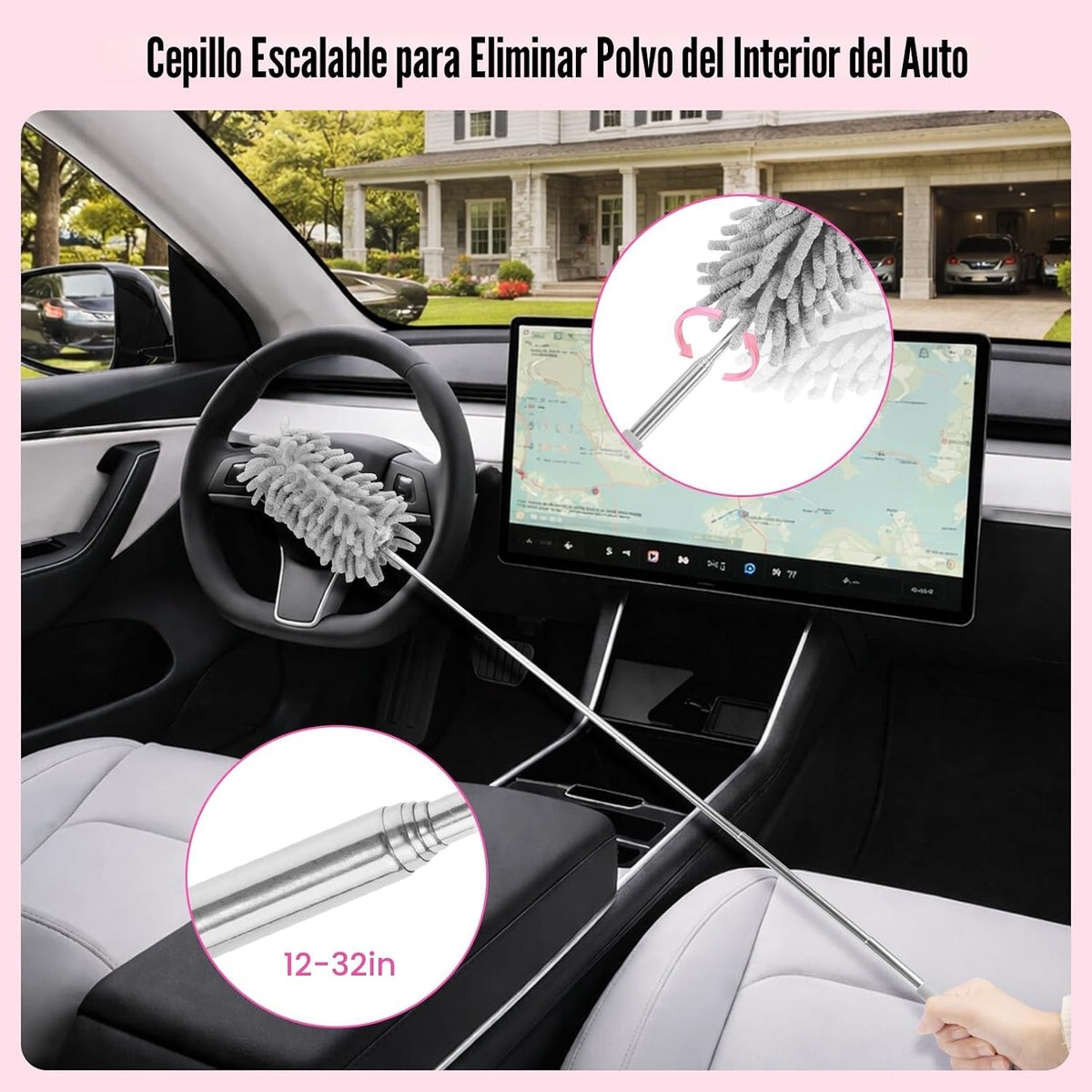 Kit de limpieza de coche rosa, kit de detalles de 25 piezas para interior con aspiradora de mano 4 en 1, juego de cepillos para detalles, herramienta de limpieza de parabrisas 2 en 1, accesorios de automóvil para limpieza, regalo para mujeres