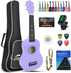 Ukelele Soprano para Niños 21 Pulgadas Madera Hawaiana Kit para Principiantes