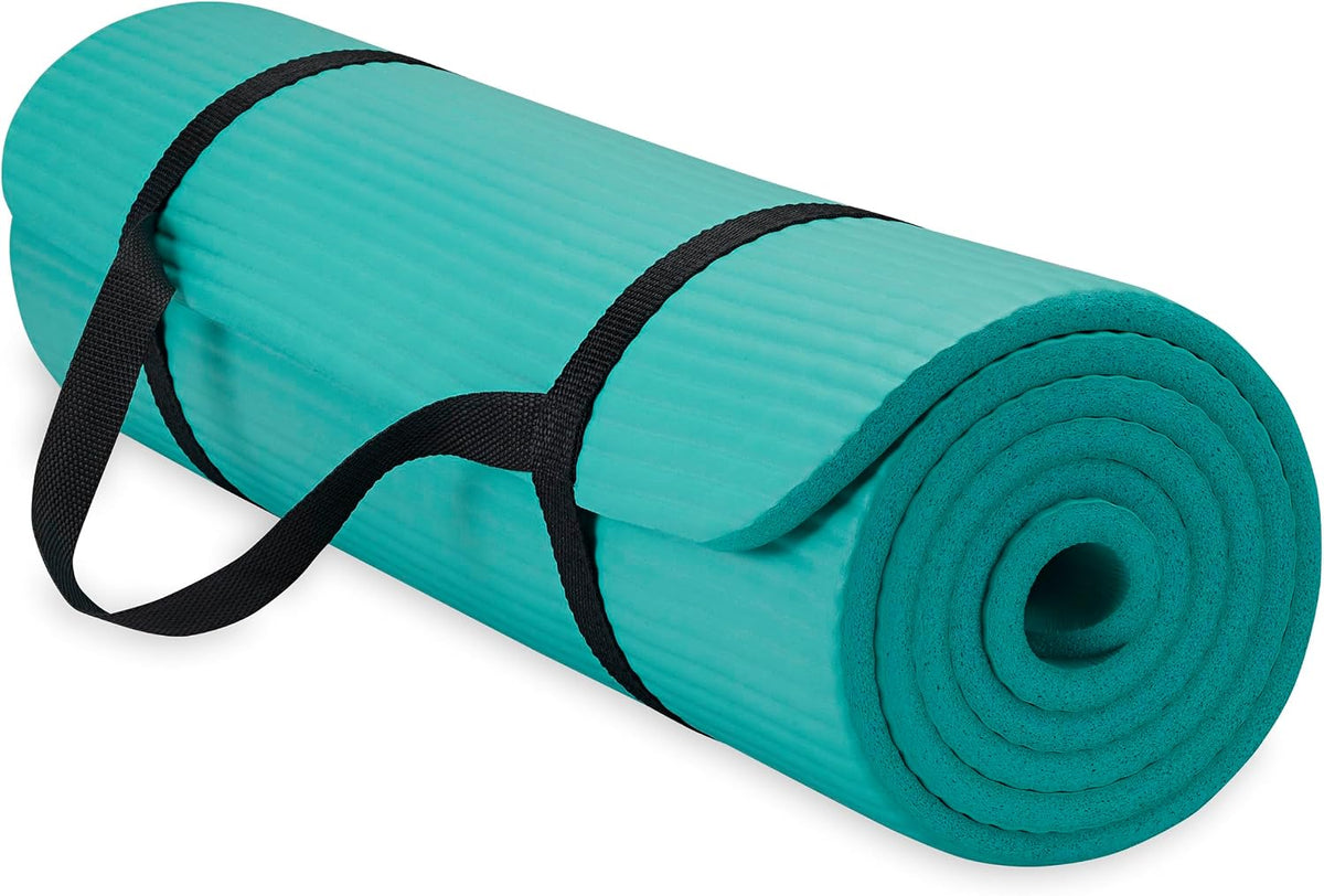 Gaiam Tapete de yoga grueso, esterilla de ejercicio y fitness con correa de