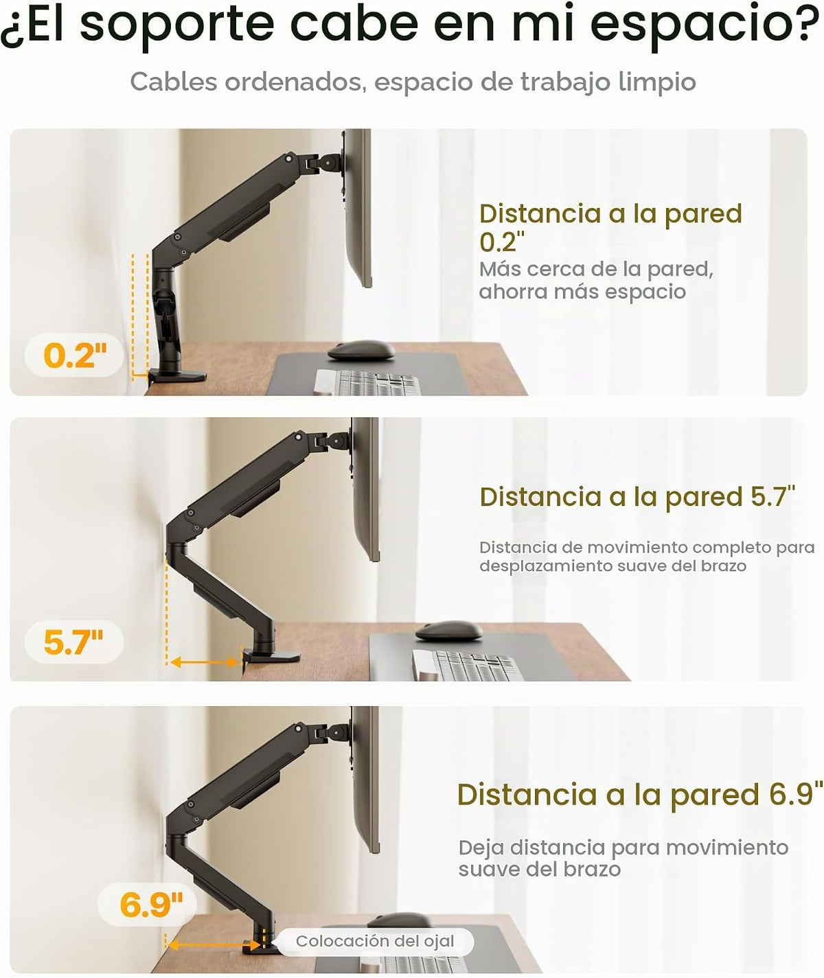 monTEK Brazo de monitor único de aluminio para pantallas de 17-32", soporta