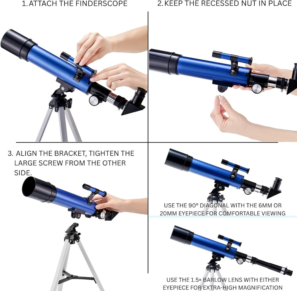 Telescopio Sobrzy para niños de 8 a 12 años, 100 aumentos para