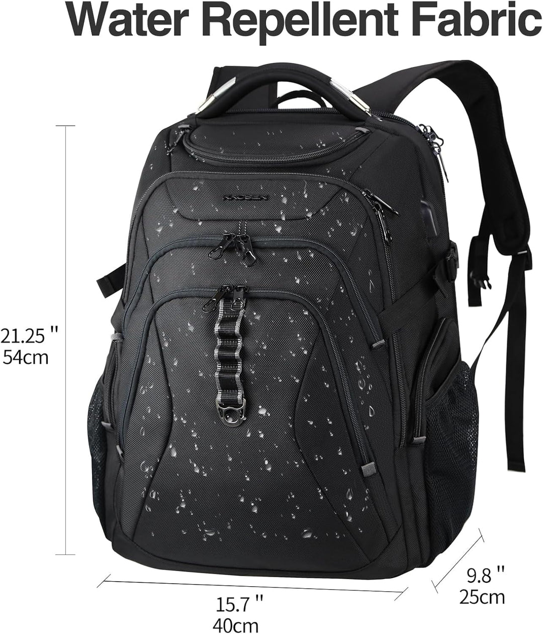 KROSER Mochila de viaje para computadora portátil resistente, Negro...