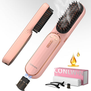 CONLWIN Cordless Hair Straightener Brush, Portable Travel Touch-Ups...