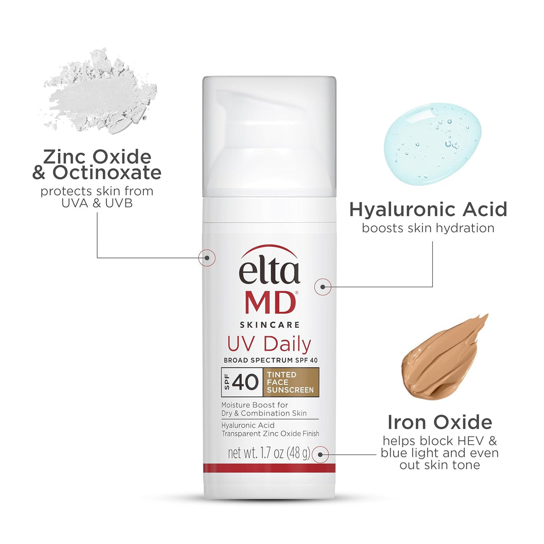 EltaMD - Hidratante facial con protector solar UV diario con óxido...