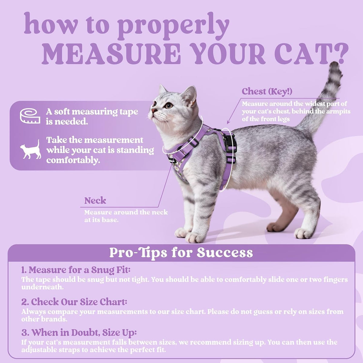 rabbitgoo Cat Harness y Leash Set, Escape Proof Vest, Purr-ple Daisy