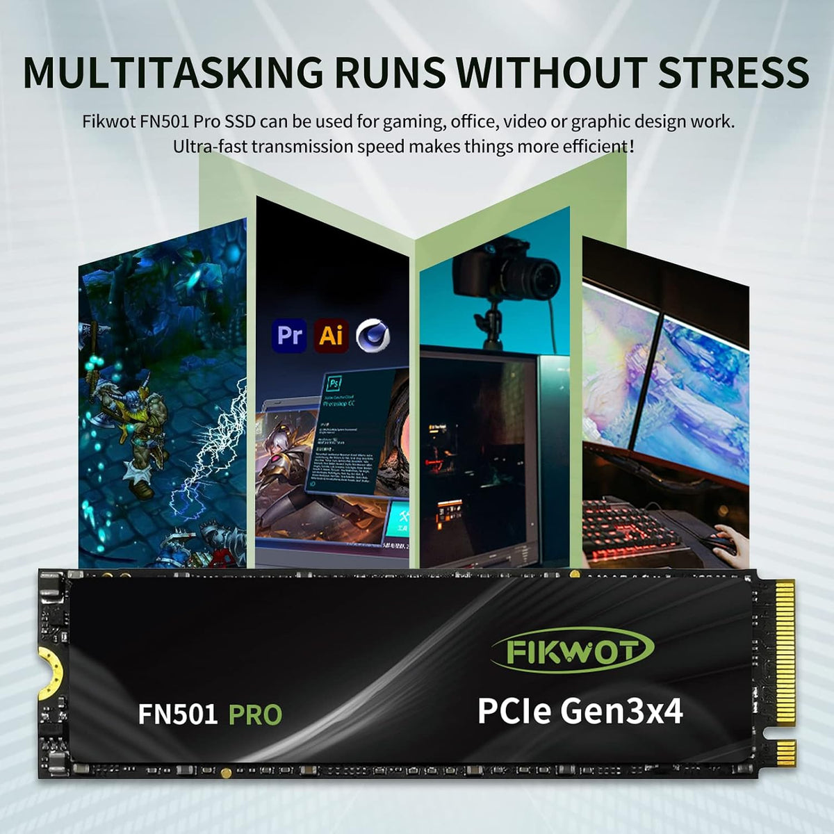 Fikwot FN501 Pro 256GB NVMe SSD - M.2 2280 PCIe Gen3 x4 Unidad de E...