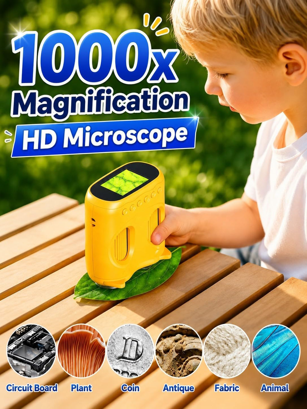 Telescopio de microscopio de mano 2-en-1 para niños, microscopio de