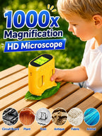 Telescopio de microscopio de mano 2-en-1 para niños, microscopio de