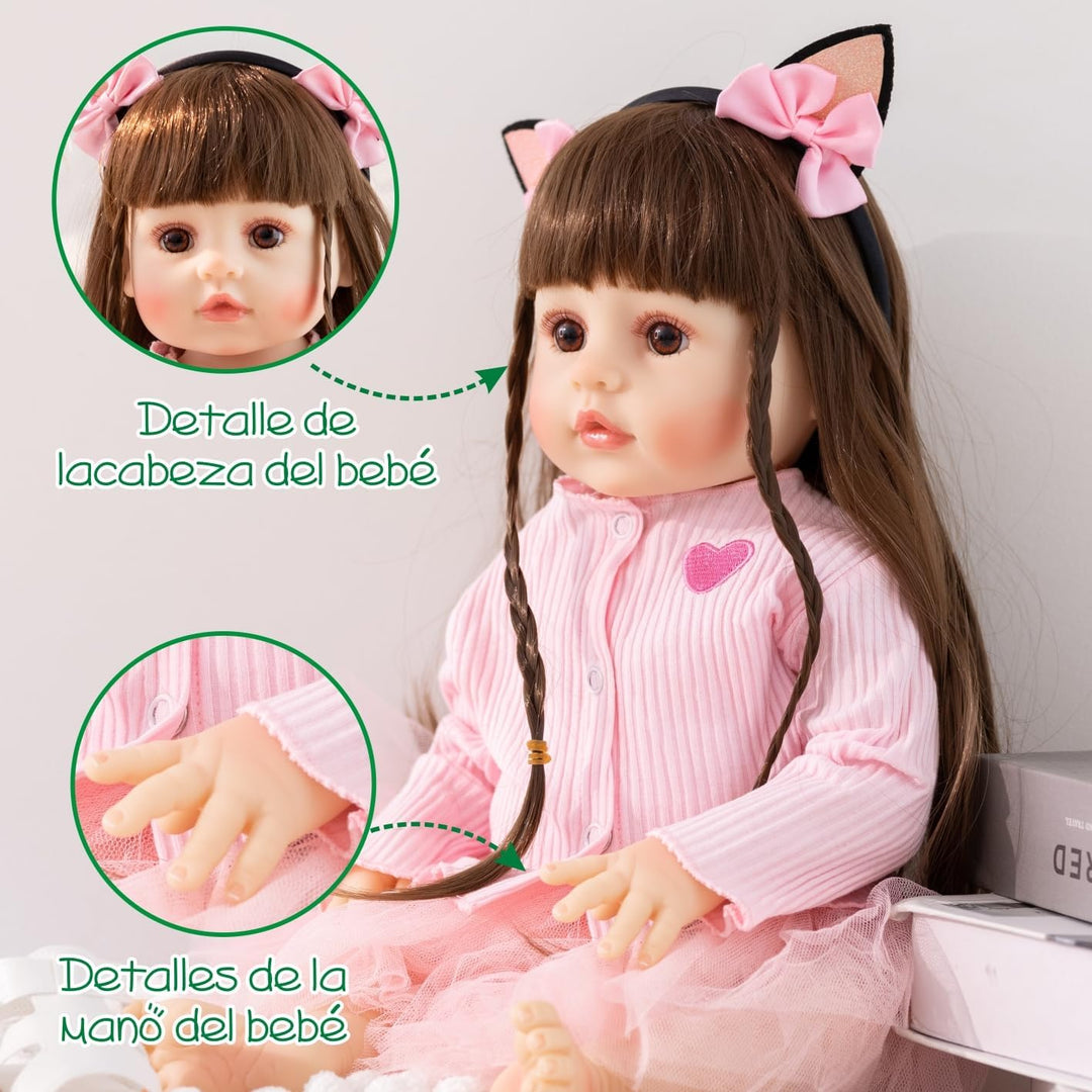PUAMUBUA Muñecas Reborn de silicona de 22 pulgadas, muñeca de bebé...