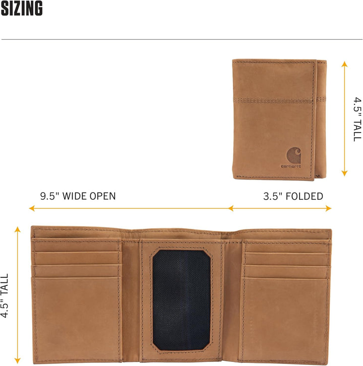 Carhartt Carteras de Cuero de Grano Completo para Hombre, Bloqueo R...