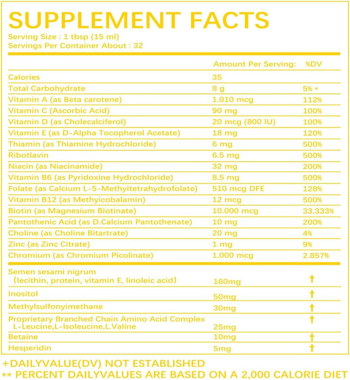 Multivitamínico líquido completo + crecimiento del cabello, promuev...
