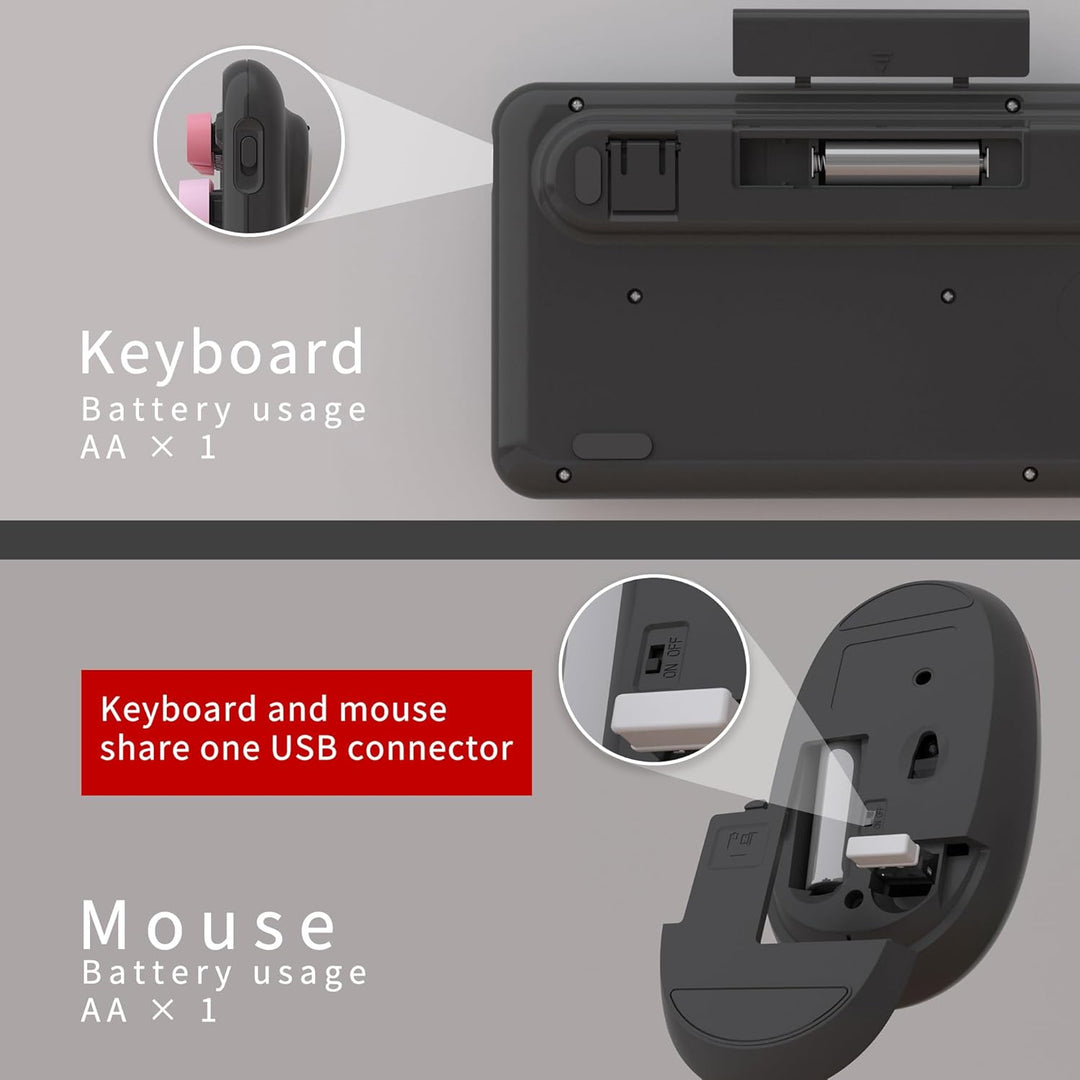 UBOTIE Teclado inalámbrico colorido para computadora y mouse óptico...