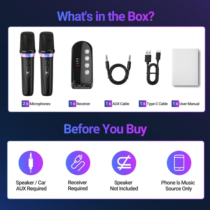 Myxtren Micrófono de karaoke para automóvil, micrófono dinámico rec...