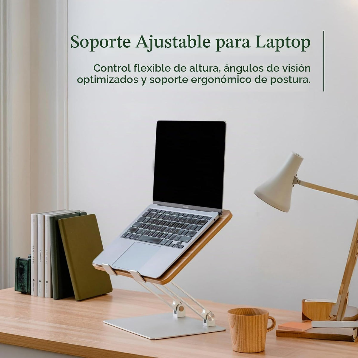Branch Soporte ajustable para portátil, elevador portátil de madera para