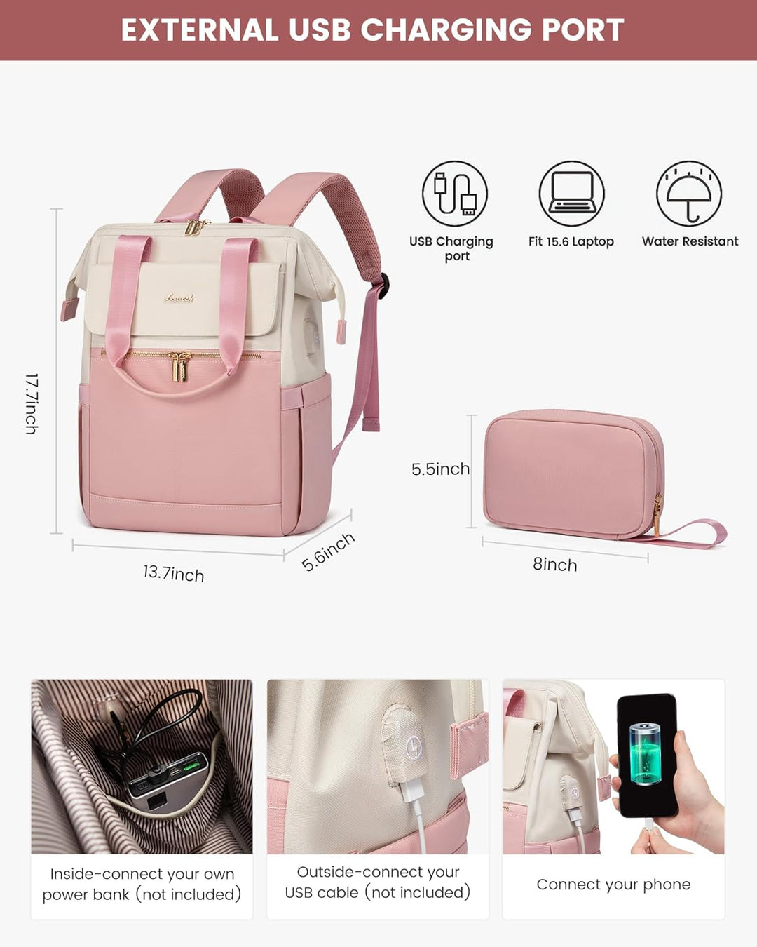 LOVEVOOK Mochila para laptop para mujeres, mochila de trabajo conve...