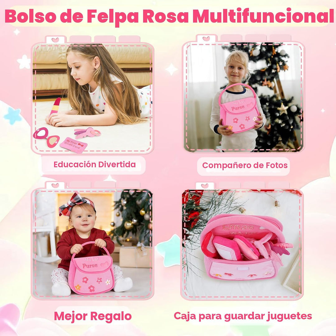 GERBIT My First - Juego de bolso rosa de peluche, con 6 piezas de p...