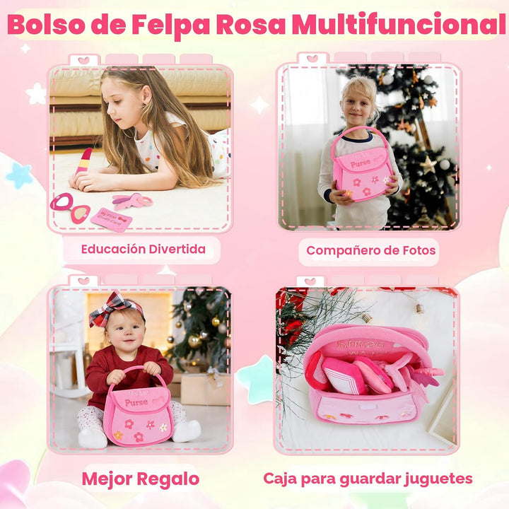 GERBIT My First - Juego de bolso rosa de peluche, con 6 piezas de p...