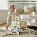 Wooden Baby Walker, Activity Cube Push Walker para Boys y Girls, Toddler Montessori Learning a Walk Toy con Adjustable Speed