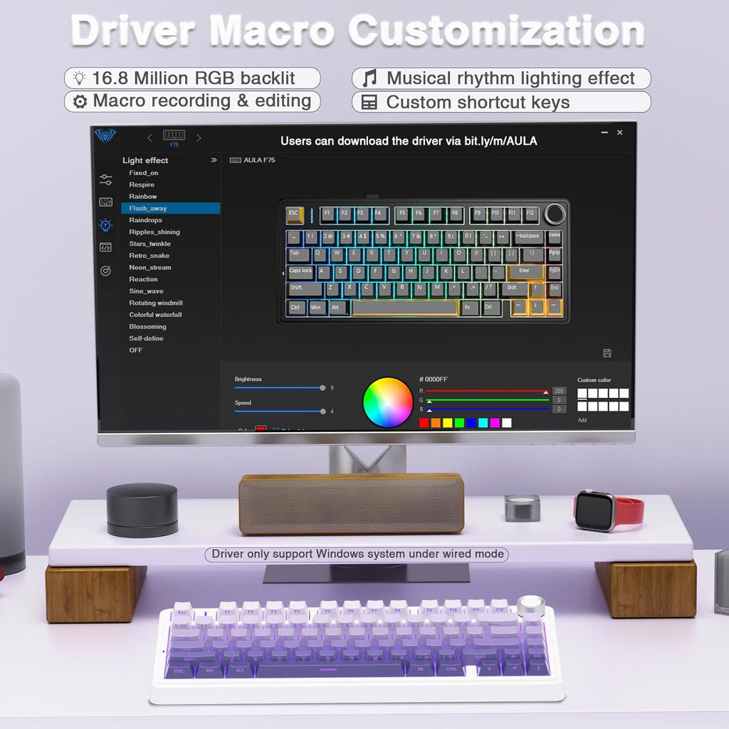 AULA Teclado mecánico inalámbrico F75 Pro, 75% teclado personalizad...
