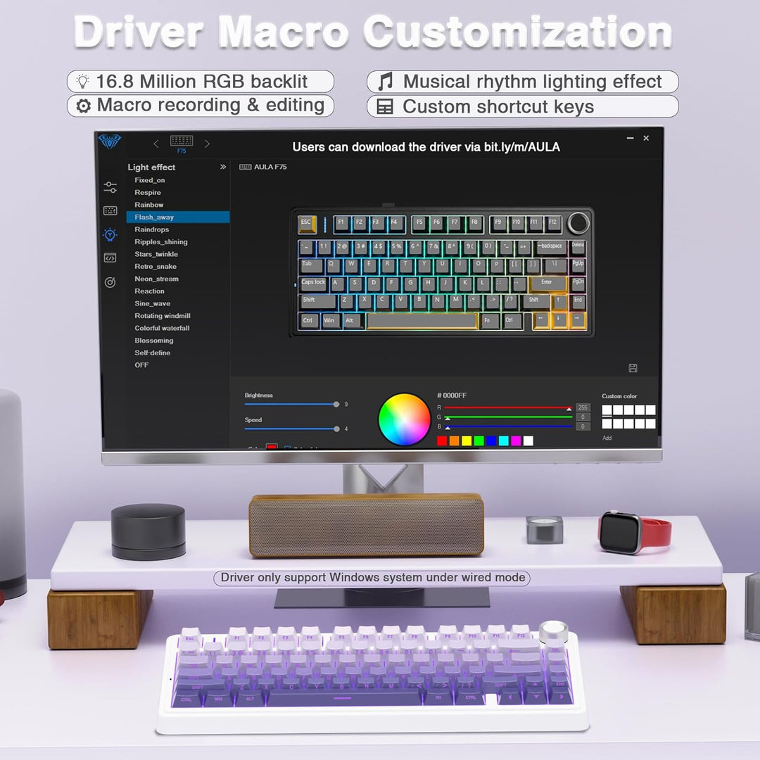 AULA Teclado mecánico inalámbrico F75 Pro, 75% teclado personalizad...