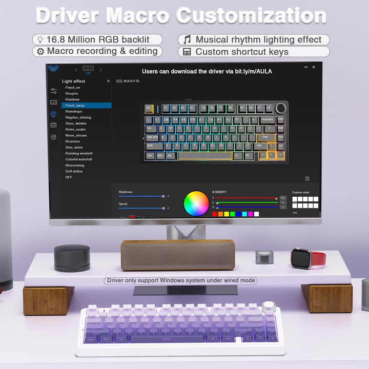 AULA Teclado mecánico inalámbrico F75 Pro, 75% teclado personalizad...