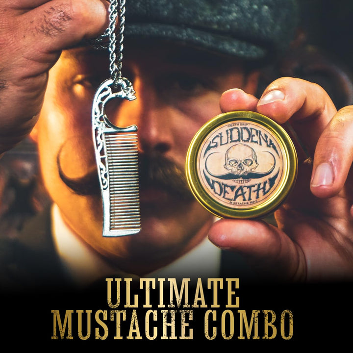 Cera para bigote fuerte agarre repentino muerte 1 oz lata y collar...