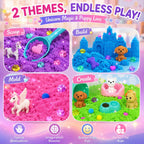 Cubo sensorial apilable, unicornio y juego de arena sensorial para mascotas
