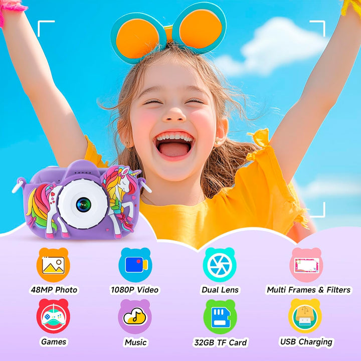 Cámara Digital para Niñas de 3-12 Años, Cámara para Niños Pequeños...