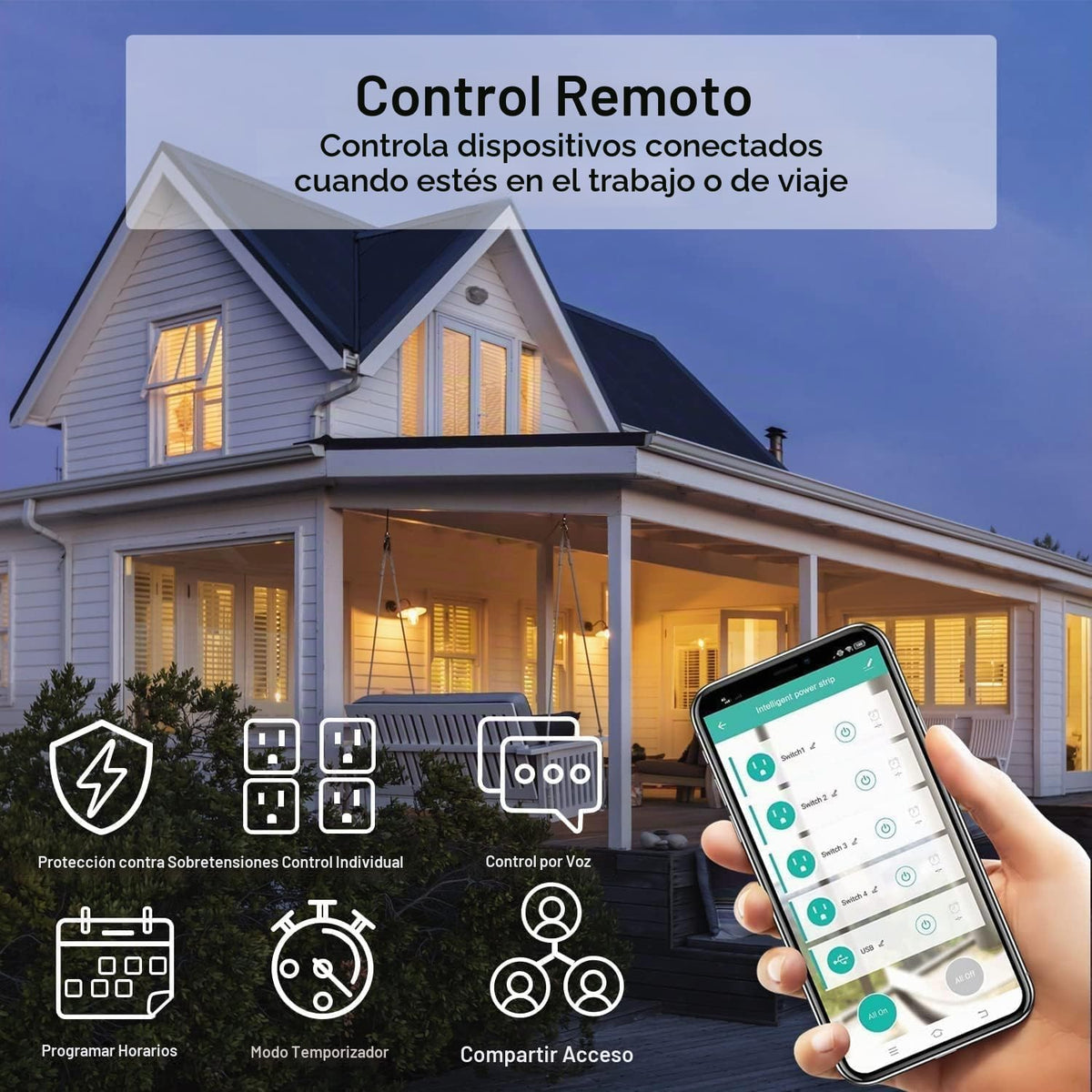 XENON ZigBee - Regletas de corriente, voz/aplicación/temporizador, 4 tomas de corriente controladas individualmente, compatibles con Alexa Google Home, Need ZigBee Gateway Hub