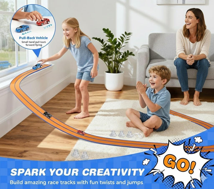 DKOXT Pista de carreras flexible de 15 pies para niños, juego de pi...