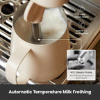 Gemilai G3028A - Máquina de café expreso, cafetera profesional de 15 bares con presión ajustable y espumador de leche automático, doble PID y caldera de 18.6 fl oz, tanque de 57 onzas, acero inoxidable para capuchino, color blanco latte