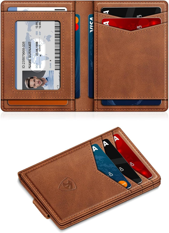 ZALVEX Billetera para Hombre, Billeteras de Cuero para 12-15 Tarjet...