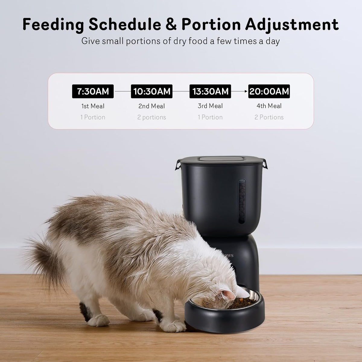 Alimentador automático para gatos y dispensador de agua FW1, dispensador de comida para gatos con cable o batería, temporizador, alimentador para mascotas con tapa de cierre, bolsa desecante, control