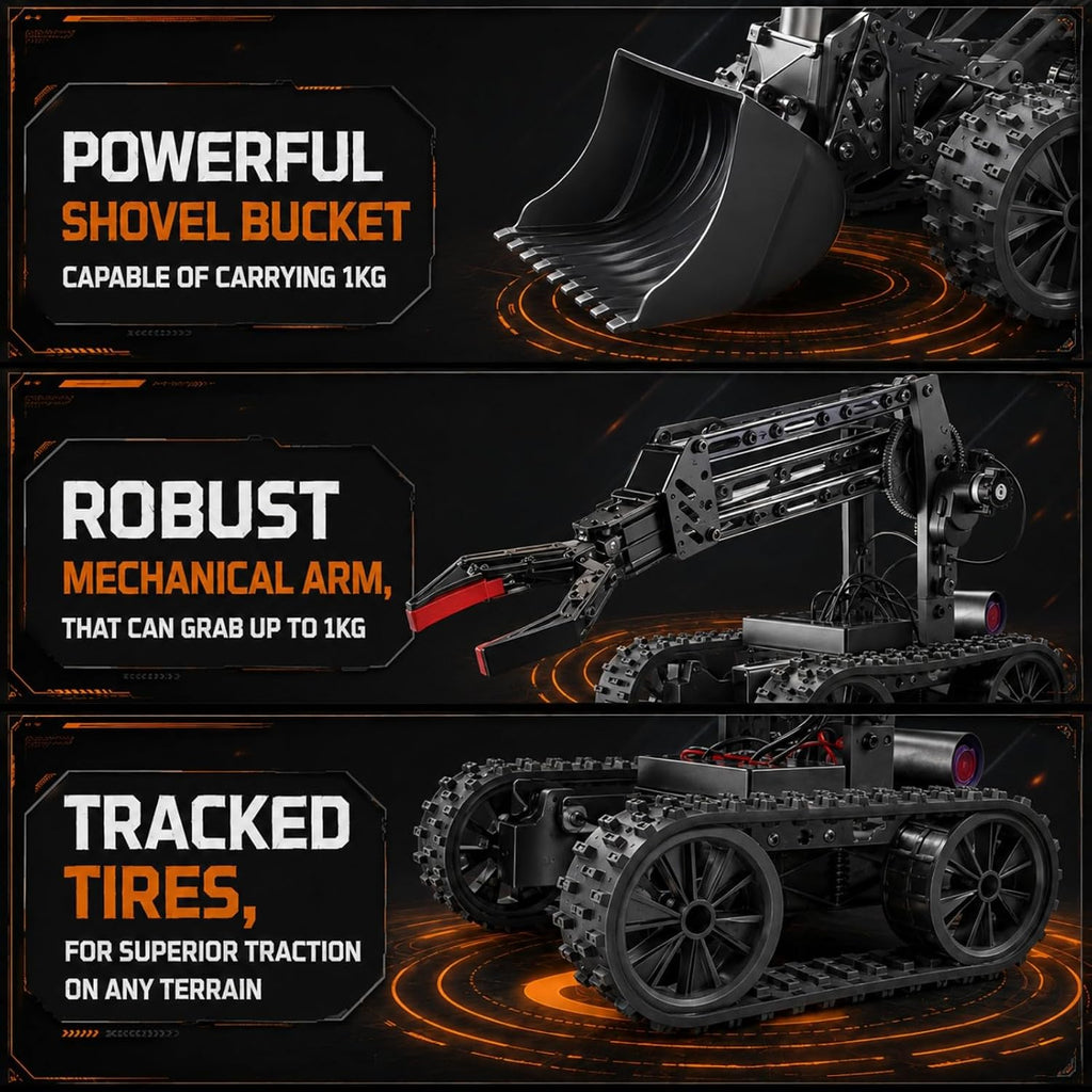 VANLINNY - Kit de brazo de robot de metal, tanque con orugas a control
