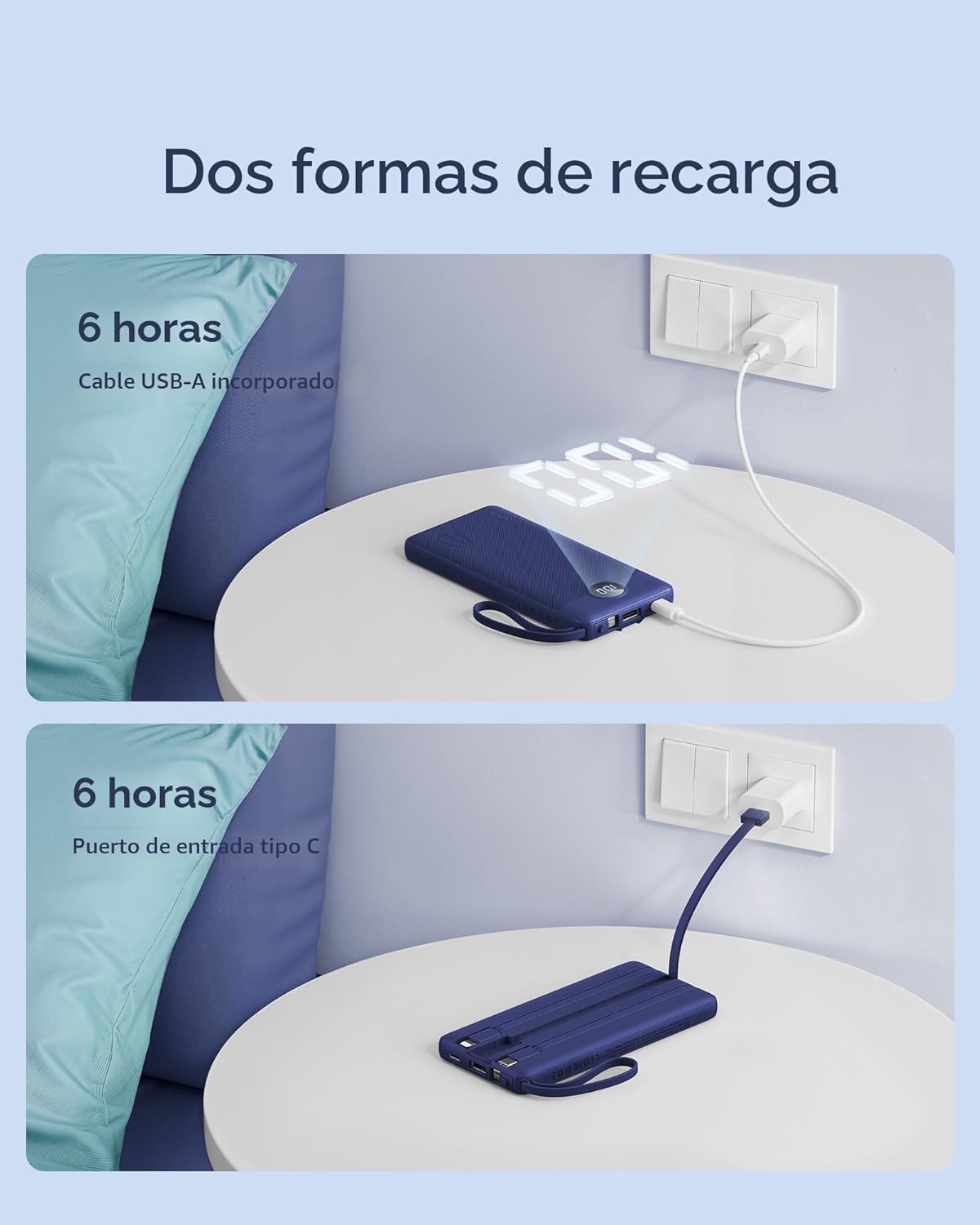 VRURC Cargador portátil para iPhone, cargador de batería USB C de 1...