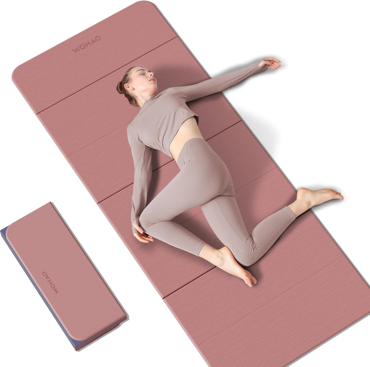 Estera de Yoga de 7 Pliegues 177.8x61 cm - 1.27 cm de Grosor Estera de Ejercicio Plegable, Compacta Antideslizante de TPE para Viaje, Almacenamiento, Yoga y Gimnasio en Casa, Ligera y Portátil