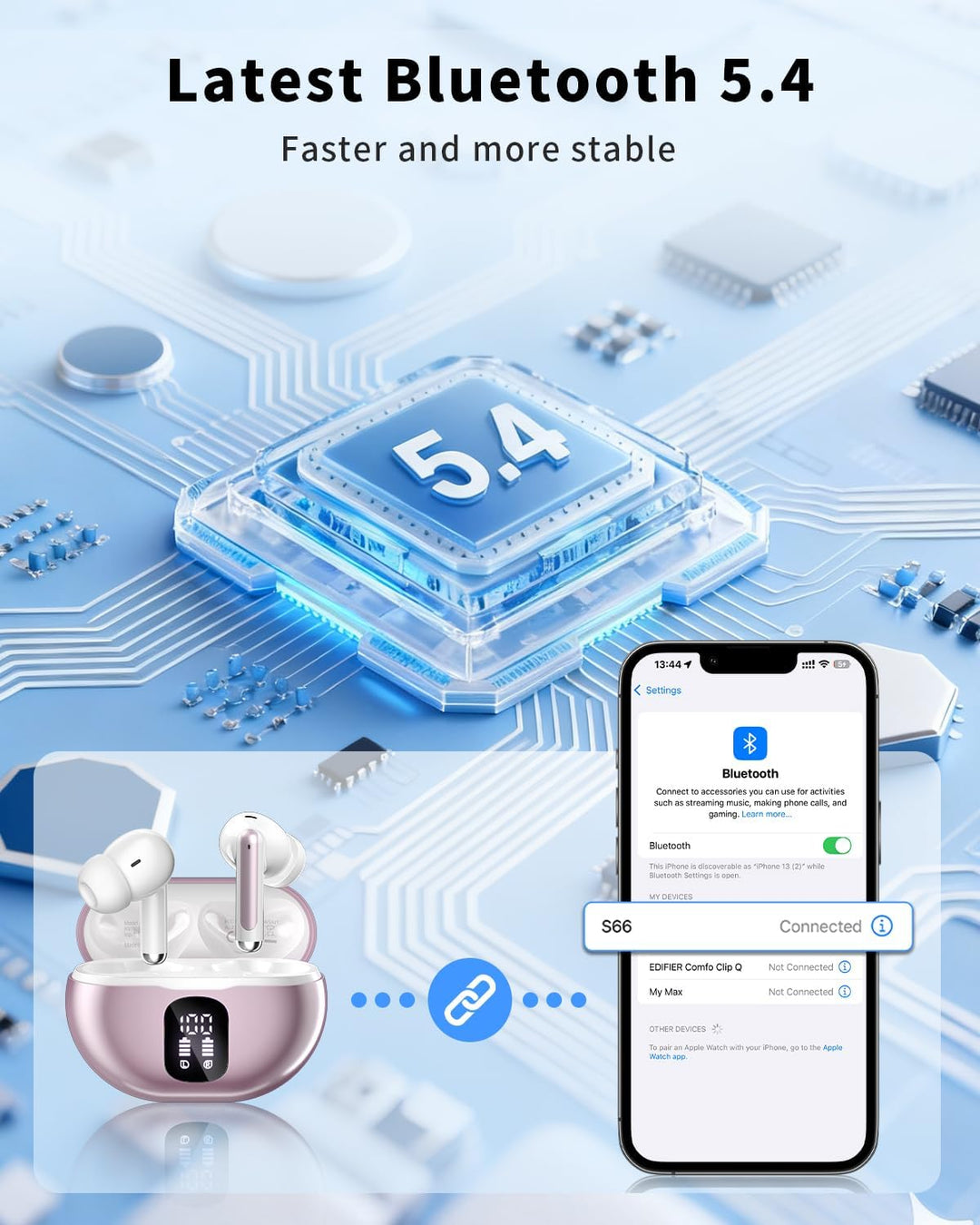 Auriculares inalámbricos, auriculares Bluetooth 5.4 con reproducció...