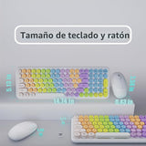MPTOG Combo de teclado y mouse inalámbricos retro, teclas flotantes...
