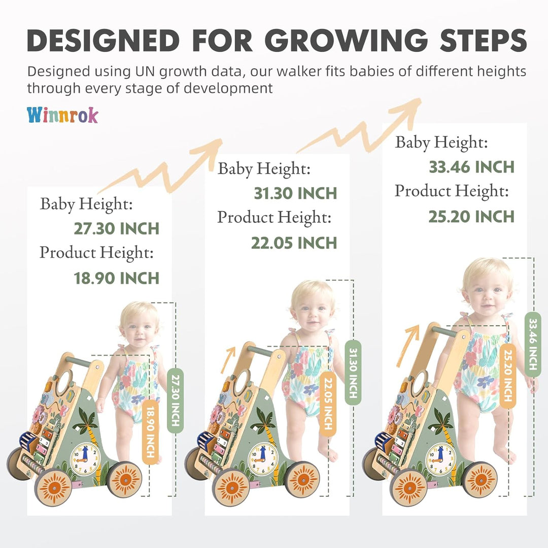 Andador de madera para bebés con ruedas velocidad y altura