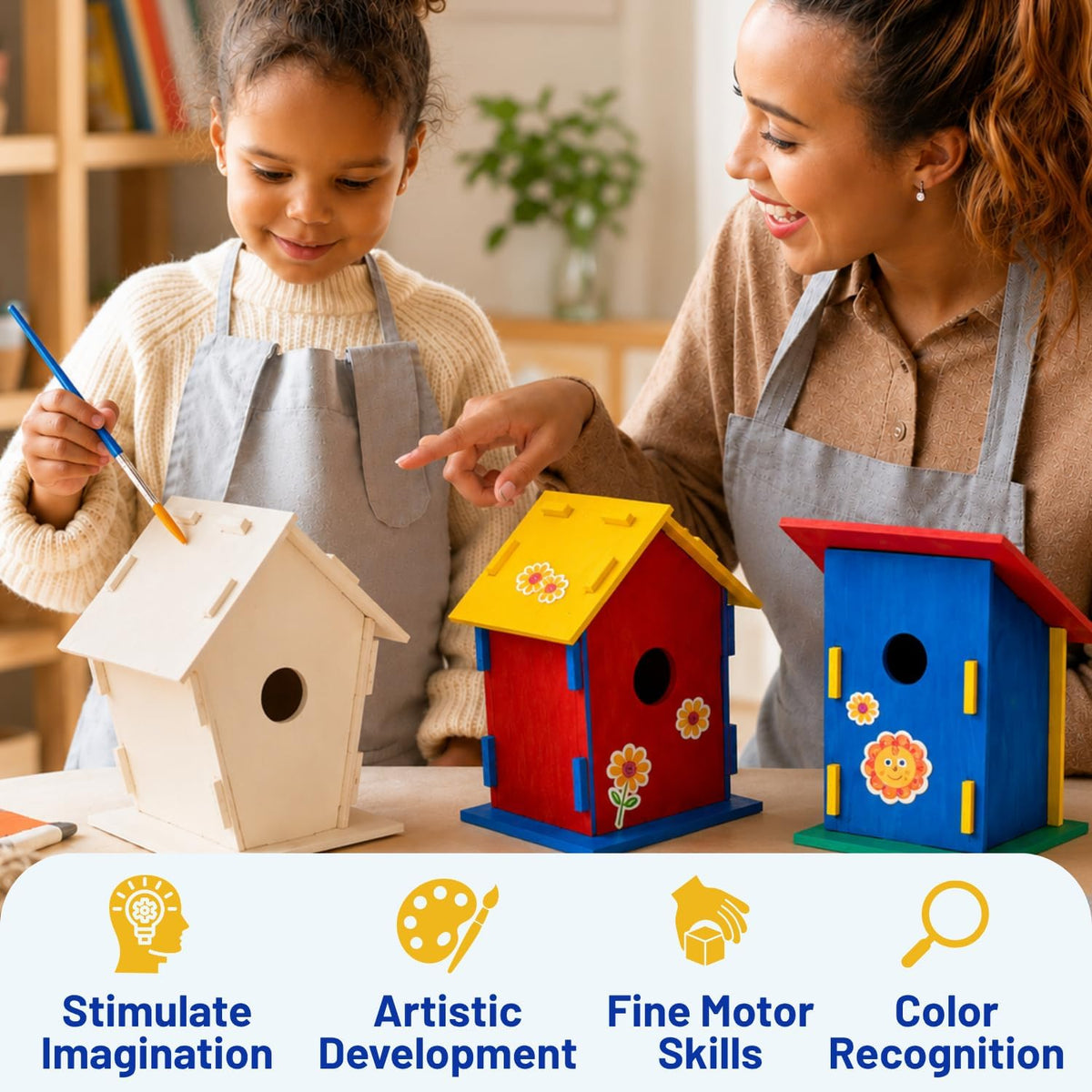 Neliblu - Kit de casa de pájaros para niños, 3 formas únicas y 2 tamaños