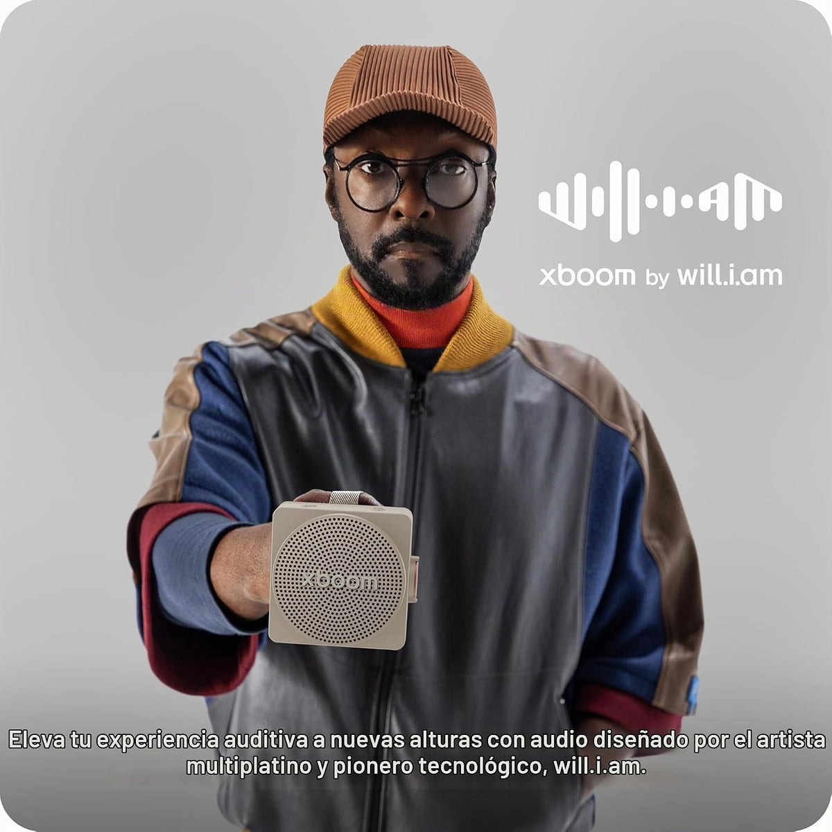 LG xboom Mini by will.i.am - Altavoz Bluetooth portátil, color gris cálido