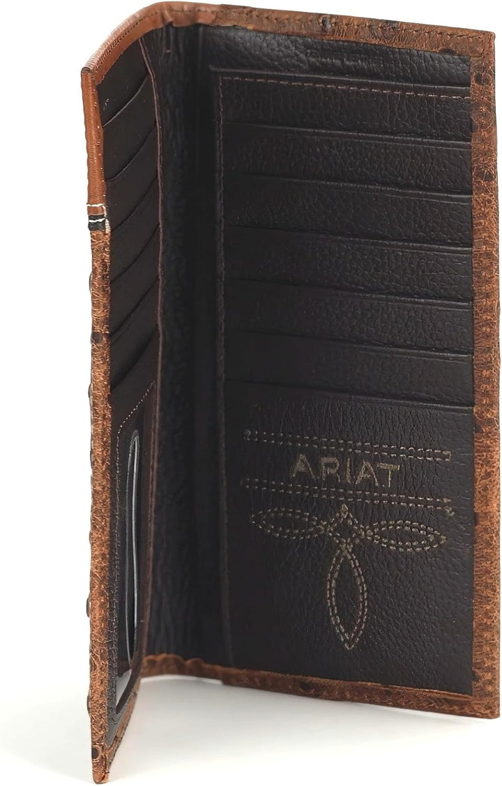 ARIAT Billetera en relieve floral con estampado de avestruz Rodeo p...