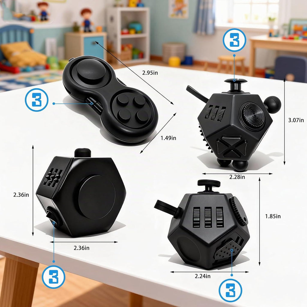 Juego de 4 cubos de juguete antiestrés para adultos y niños para aliviar la