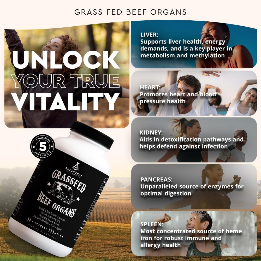 Ancestral Supplements Suplemento de órgano de res alimentado con pa...