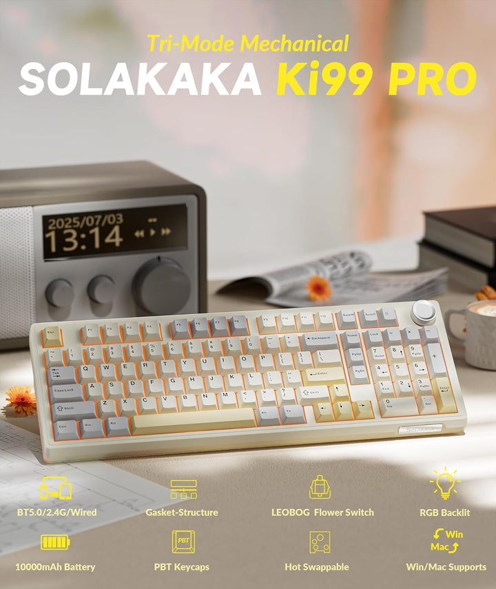SOLAKAKA KI99 Pro - Teclado mecánico inalámbrico 96% para juegos, t...